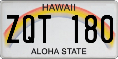 HI license plate ZQT180