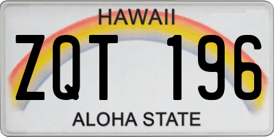 HI license plate ZQT196