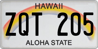 HI license plate ZQT205
