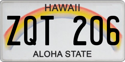 HI license plate ZQT206