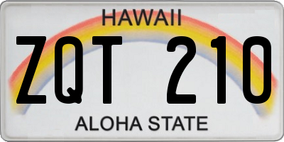 HI license plate ZQT210