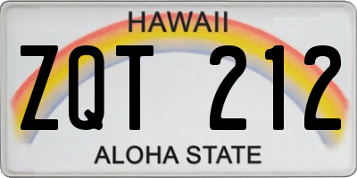 HI license plate ZQT212