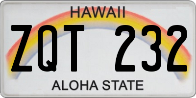 HI license plate ZQT232