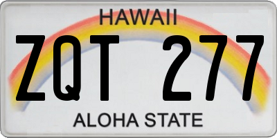 HI license plate ZQT277