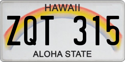 HI license plate ZQT315