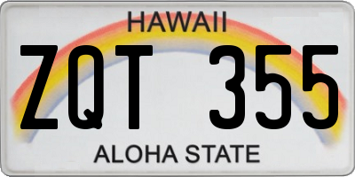 HI license plate ZQT355
