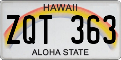 HI license plate ZQT363