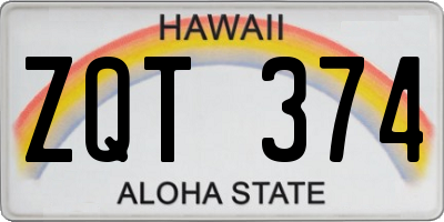 HI license plate ZQT374