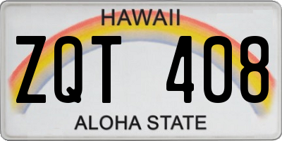 HI license plate ZQT408