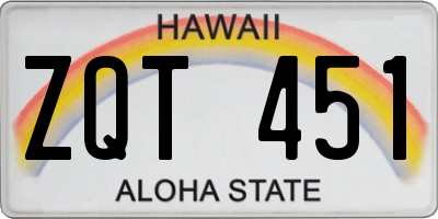 HI license plate ZQT451