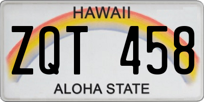 HI license plate ZQT458