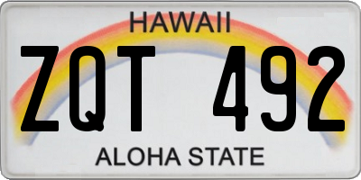 HI license plate ZQT492