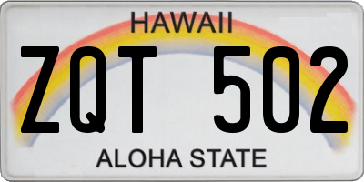 HI license plate ZQT502