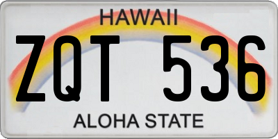 HI license plate ZQT536