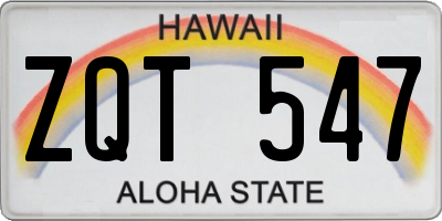 HI license plate ZQT547