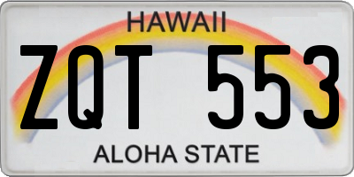 HI license plate ZQT553
