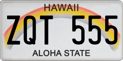 HI license plate ZQT555