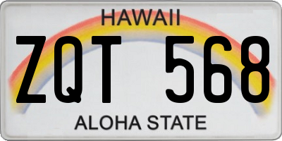 HI license plate ZQT568