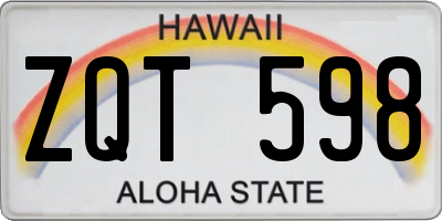 HI license plate ZQT598