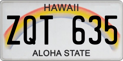 HI license plate ZQT635