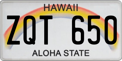 HI license plate ZQT650