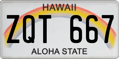 HI license plate ZQT667