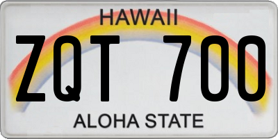HI license plate ZQT700