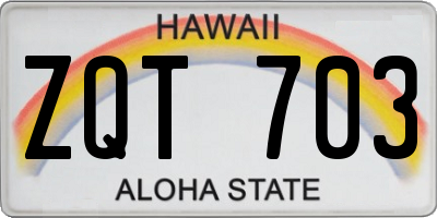HI license plate ZQT703