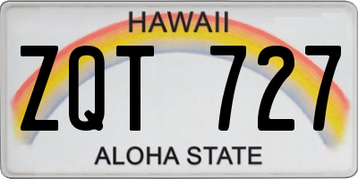 HI license plate ZQT727