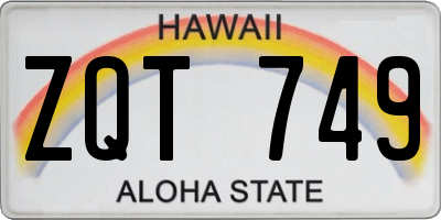 HI license plate ZQT749