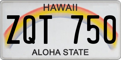 HI license plate ZQT750