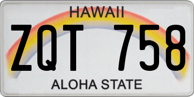 HI license plate ZQT758