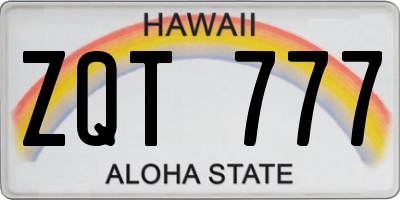 HI license plate ZQT777