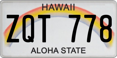 HI license plate ZQT778