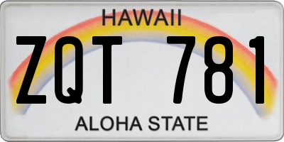 HI license plate ZQT781