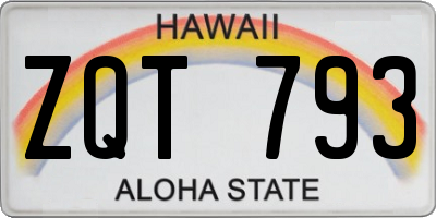 HI license plate ZQT793