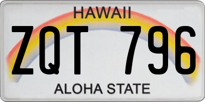 HI license plate ZQT796