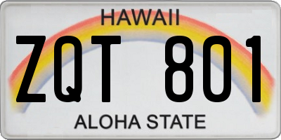 HI license plate ZQT801