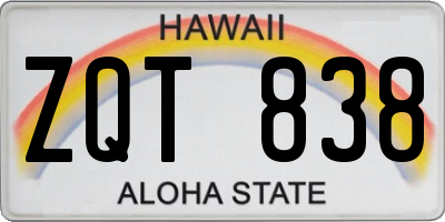 HI license plate ZQT838
