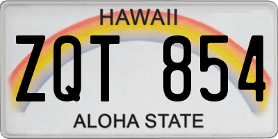 HI license plate ZQT854