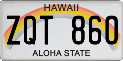 HI license plate ZQT860