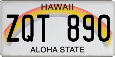 HI license plate ZQT890