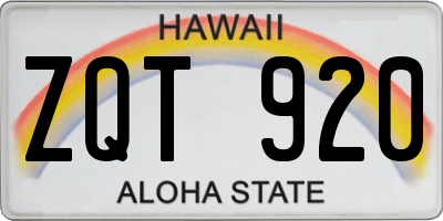 HI license plate ZQT920