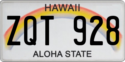 HI license plate ZQT928