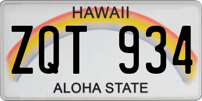 HI license plate ZQT934
