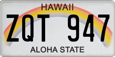HI license plate ZQT947