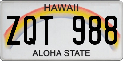 HI license plate ZQT988