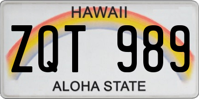 HI license plate ZQT989