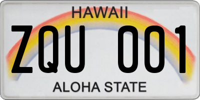HI license plate ZQU001
