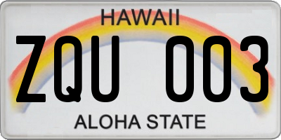 HI license plate ZQU003